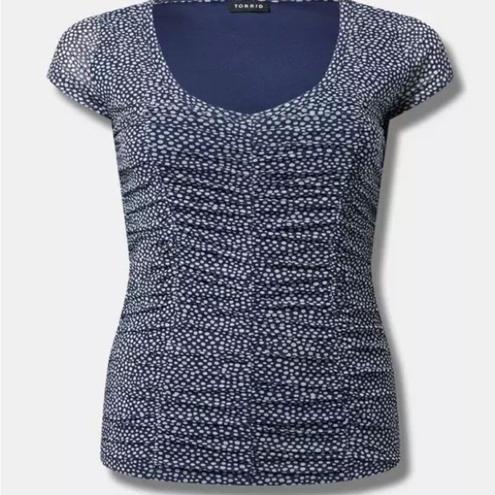 NWT Torrid Navy Dot Mesh Shirred Tee – Size 1